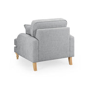 Gray armchair with wooden legs