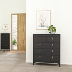Barcelona 3 Piece Bundle, Bedside, Chest and 2 Door Wardrobe in Matt Black 