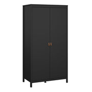 Barcelona 3 Piece Bundle, Bedside, Chest and 2 Door Wardrobe in Matt Black 