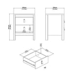 Barcelona 3 Piece Bundle, Bedside, Chest and 2 Door Wardrobe in White 