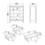 Barcelona 3 Piece Bundle, Bedside, Chest and 2 Door Wardrobe in White 