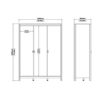 Barcelona 3 Piece Bundle, Bedside, Chest and 3 Door Wardrobe in Matt Black 