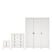 Barcelona 3 Piece Bundle, Bedside, Chest and 3 Door Wardrobe in White 