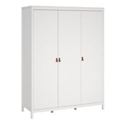 Barcelona 3 Piece Bundle, Bedside, Chest and 3 Door Wardrobe in White 
