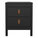 Barcelona Bedside Table 2 drawers in Matt Black 