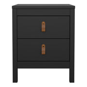 Barcelona Bedside Table 2 drawers in Matt Black 