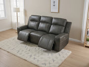 Barcelona Genuine Leather Sofa | Electric Recliner | Grey 3 Seater | 219 CM