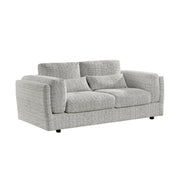 Gray sofa with two cushions on a white background
