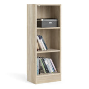 Basic Low Narrow Bookcase (2 Shelves) in Oak 