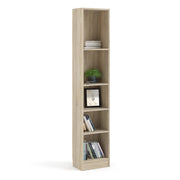 Basic Tall Narrow Bookcase (4 Shelves) in Oak 