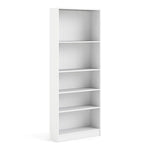 Basic Tall Wide Bookcase (4 Shelves) in White 