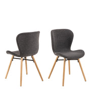 Batilda Dining Chairs with Grey Fabric and Oak Set of 2 