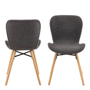 Batilda Dining Chairs with Grey Fabric and Oak Set of 2 