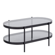 Bayonne Oval Coffee Table with Smoked Glass Top 