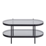 Bayonne Oval Coffee Table with Smoked Glass Top 