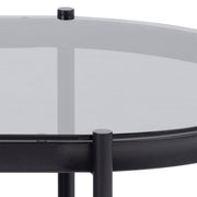 Bayonne Oval Coffee Table with Smoked Glass Top 