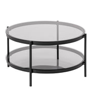 Bayonne Round Coffee Table in Black with Smoked Glass Top 
