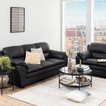 Bayonne Round Coffee Table in Black with Smoked Glass Top 