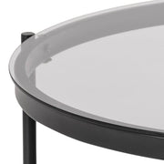 Bayonne Round Coffee Table in Black with Smoked Glass Top 
