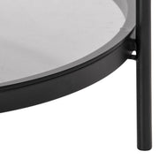 Bayonne Round Coffee Table in Black with Smoked Glass Top 