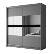 Beam 203cm Sliding Door Wardrobe Graphite+Mirror 