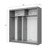 Beam 203cm Sliding Door Wardrobe Graphite+Mirror 