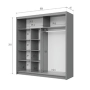 Batumi | 203cm Sliding Door Wardrobe | White + Mirror