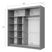 Batumi | 203cm Sliding Door Wardrobe | White + Mirror