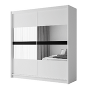 Beam 203cm Sliding Door Wardrobe White+Mirror 
