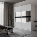 Beam 203cm Sliding Door Wardrobe White+Mirror 