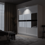 Beam 203cm Sliding Door Wardrobe White+Mirror 