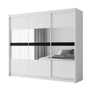 Beam 250cm Sliding Door Wardrobe White+Mirror 