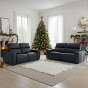 Bellagio Black Leather 3+2 Seater Electric Recliner Sofa Set