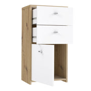Best Chest Storage Cabinet 2 Drawers 1 Door in Artisan Oak/White 