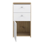 Best Chest Storage Cabinet 2 Drawers 1 Door in Artisan Oak/White 