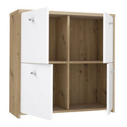 Best Chest Storage Cabinet with 4 Doors in Artisan Oak/White 