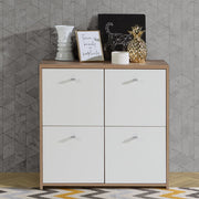 Best Chest Storage Cabinet with 4 Doors in Artisan Oak/White 