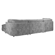 Bishop Fullback Platinum Velvet Fabric U Shape Corner Sofa Suite