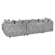 Bishop Scatterback Platinum Velvet Fabric U Shape Corner Sofa Suite