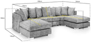 Bishop Scatterback Truffle Velvet Fabric U Shape Corner Sofa Suite