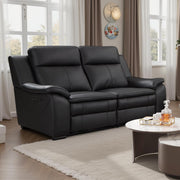 Boston Black Leather 2 Seater Electric Recliner Sofa