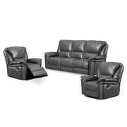 Boston Leather Aire Manuel Recliner Sofa Suite - Grey 3+1+1 Set 