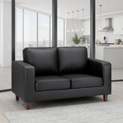 Box Black Faux Leather 2 Seater Sofa