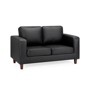Box Black Faux Leather 2 Seater Sofa