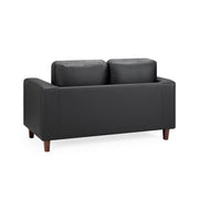 Box Black Faux Leather 2 Seater Sofa