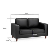 Box Black Faux Leather 2 Seater Sofa
