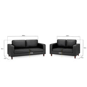 Box Black Faux Leather 3+2 Seater Sofa Set