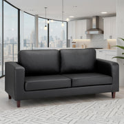 Box Black Faux Leather 3 Seater Sofa