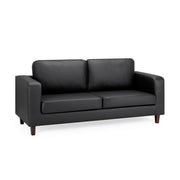 Box Black Faux Leather 3 Seater Sofa