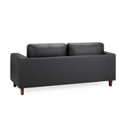 Box Black Faux Leather 3 Seater Sofa